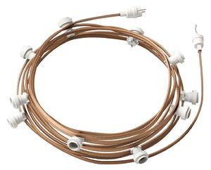 Creative cables Hotový světelný řetěz LUMET 12,5 m je sestavený z 10 bílých objímek, háčku a zástrčky Barva kabelu: Cipria - CM27