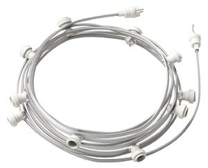 Creative cables Hotový světelný řetěz LUMET 12,5 m je sestavený z 10 bílých objímek, háčku a zástrčky Barva kabelu: Černá - CM04