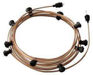 Creative cables Hotový světelný řetěz LUMET 12,5 m je sestavený z 10 černých objímek, háčku a zástrčky Barva kabelu: Cipria - CM27