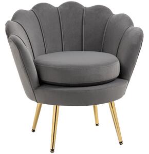 HOMCOM Shell Armchair, Vintage Křeslo, Křeslo do Ložnice a Obývacího Pokoje, Elegantní Design, Vysoká Opěrka, 76x67x74cm, Šedé | Aosom