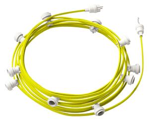 Creative cables Hotový světelný řetěz LUMET 12,5 m je sestavený z 10 bílých objímek, háčku a zástrčky Barva kabelu: Neonově žlutá - CF10