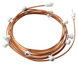 Creative cables Hotový světelný řetěz LUMET 12,5 m je sestavený z 10 bílých objímek, háčku a zástrčky Barva kabelu: Whisky - CM22