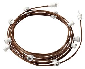 Creative cables Hotový světelný řetěz LUMET 12,5 m je sestavený z 10 bílých objímek, háčku a zástrčky Barva kabelu: Černá-whisky - CZ22