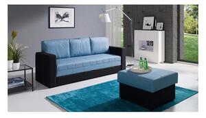 Pohovka s úložným prostorem a taburetem CHEMUNG - černá / modrá
