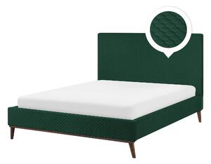 Sametová postel 140 x 200 cm tmavě zelená BAYONNE