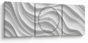 Obraz - 3D bílé vlny (s hodinami) (90x30 cm)
