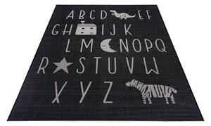 Černý dětský koberec Ragami Letters, 80 x 150 cm