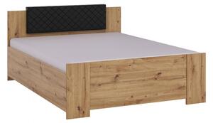 Manželská postel 160x200 CORTLAND 1 - dub artisan / černá ekokůže
