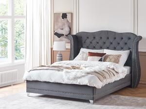 Sametová postel 180 x 200 cm šedá AYETTE