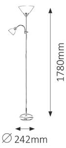 Rabalux stojací lampa Action E27 1x MAX 100W + E14 1x MAX 25W stříbrná 4028