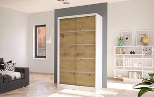 Elegantní šatní skříň ARINI 4 - šířka 100 cm, bílá / dub artisan