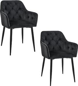 2x Velurová prošívaná čalouněná židle SJ.030 Black