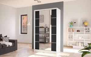 Elegantní šatní skříň ARINI 5 - šířka 100 cm, bílá / černá