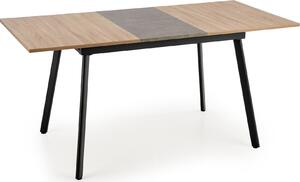Jídelní stůl BERRY 120(160)x80x76 cm - rozkládací - dub sonoma/šedá + černá