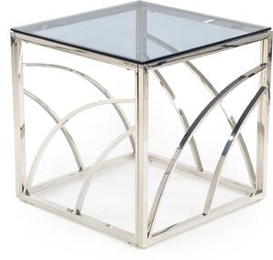 Konferenční stolek VERSO hranatý - kouřové sklo / stříbrný