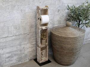 Dřevěný bílý stojan na toaletní papír antik 82 cm (Chic Antique)