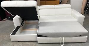 MEBLE GORECKI LINDE rozkládací sedací souprava s úložným prostorem bílá 250 x 82 - 98 x 160 cm