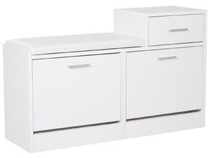 HOMCOM Moderní Botník se Sedákem pro 12 Párů Bot, Úložný Botník do Předsíně, Dřevo, Stylový, Prostorný, 94,5x57x30 cm, Bílá | Aosom
