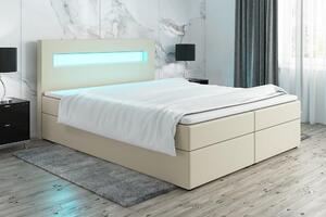 KENIX LOZE 140x200 boxspring postel s LED osvětlením béžová 140 x 115 x 209 cm