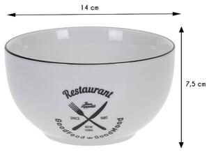 DekorStyle Bílá porcelánová mísa- Restaurant 14cm