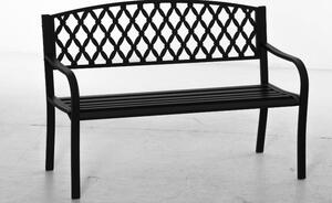 Outsunny Zahradní Lavice pro Dva s Dekorativním Opěradlem a Podlahovými Loketními Opěrkami pro Terasu, Balkón, Patio, Exteriér, Nosnost 240 kg, Litina