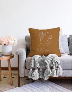 Oranžovohnědý povlak na polštář s příměsí bavlny Minimalist Cushion Covers Chenille, 55 x 55 cm