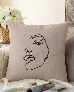 Béžový povlak na polštář s příměsí bavlny Minimalist Cushion Covers Chenille, 55 x 55 cm