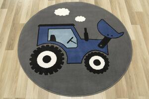 Balta Kulatý dětský koberec Luna Kids 534457/94911 Traktor modrý šedý Rozměr: průměr 120 cm