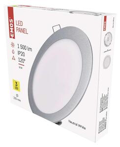 EMOS LED panel 225mm, kruhový vestavný stříbrný, 18W neutr. bílá 1540121870
