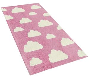 Dětský koberec s potiskem mraků, 60 x 90 cm, růžový, GWALIJAR