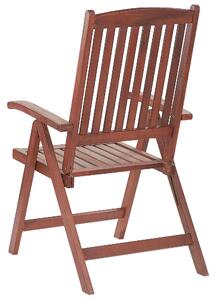 Sada 6 dřevěných zahradních židlí s bílými polštáři TOSCANA