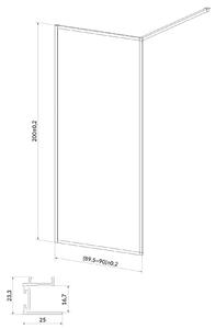 Cersanit Larga sprchová zástěna walk-in 90 cm černá matný/průhledné sklo S932-138