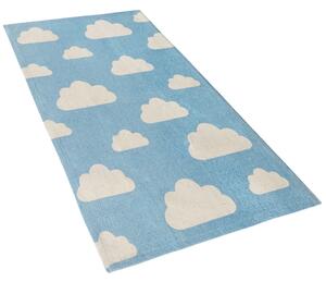 Dětský koberec s potiskem mraků, 60 x 90 cm, Modrý, GWALIJAR