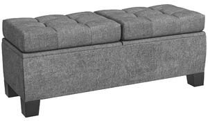 HOMCOM Hedvábně měkký úložný otoman s knoflíky pro předsíň a ložnici, 116x41x47cm, Šedý | Aosom