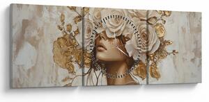 Obraz - Dívka s růžemi (s hodinami) (90x30 cm)