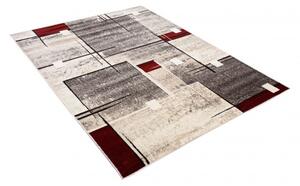 Makro Abra Kusový koberec PETRA 3024 1 264 Moderní Geometrický šedý béžový červený Rozměr: 80x150 cm
