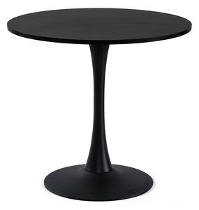 Vikio Jídelní stůl kulatý 80 cm černý dekor dřeva HJS103C-80