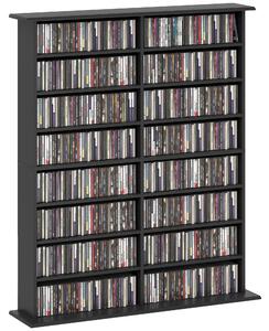 HOMCOM Moderní Knihovna s 16 Policemi pro 720 CD, Držák na CD z Dřevotřísky, 106,5x24x123,7 cm, Černá | Aosom