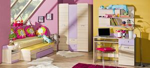 Lora dětská sestava D Výběr postele: bez matrace, Vyberte dekor: jasan coimbra - fialova