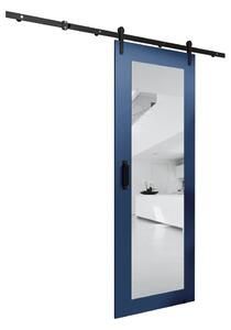 Posuvné dveře s kováním a zrcadlem LEONTINA 2 - 90 cm, modré