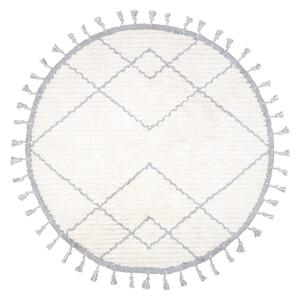 Bílo-šedý bavlněný ručně vyrobený koberec Nattiot Come, ø 120 cm