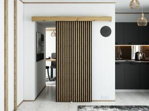 Posuvné dveře s lištami MILANIA - 90 cm, dub artisan / černé