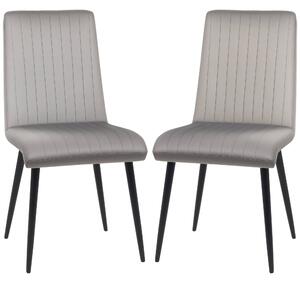 HOMCOM 2 ks Čalouněné jídelní židle s velurovým efektem, kuchyňské židle se ocelovými nohami a úsporným designem, 43x58x90 cm, šedé a černé | Aosom