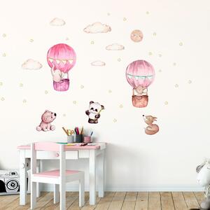 Růžové dětské samolepky na zeď Ambiance Balloons and Stars
