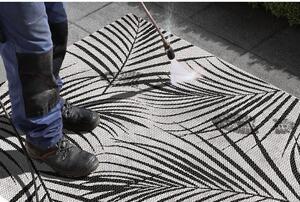 Černo-šedý venkovní koberec Ragami Flora, 80 x 150 cm