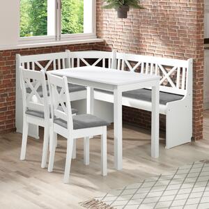 Rohový jídelní set | bílá | loca 31 | rohová lavice X1 + stůl Max VI + 2x židle K-X |