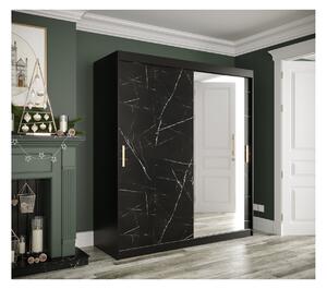 Zrcadlová skříň s posuvnými dveřmi MAREILLE 3 - šířka 180 cm, černá / černý mramor