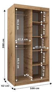 Šatní skříň ENNI - šířka 100 cm, dub artisan