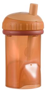 Difrax Dětský hrneček s brčkem Difrax, cihlová, 250 ml