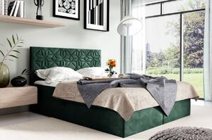 Manželská postel KVETA - 160x200, zelená + topper ZDARMA